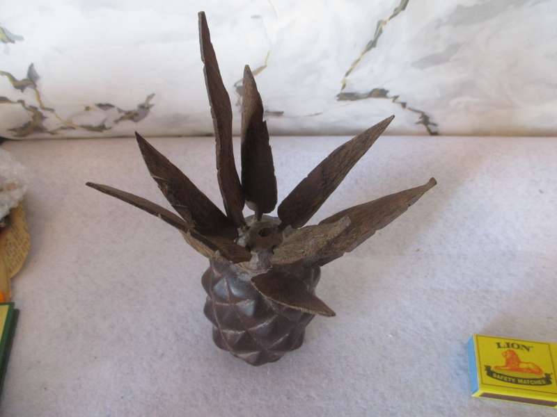 Vintage Vintage Carved Wood Pineapple With Removable Wooden Skewers - Mid Century