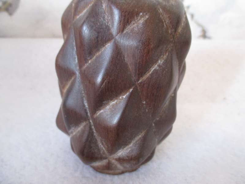 Vintage Vintage Carved Wood Pineapple With Removable Wooden Skewers - Mid Century