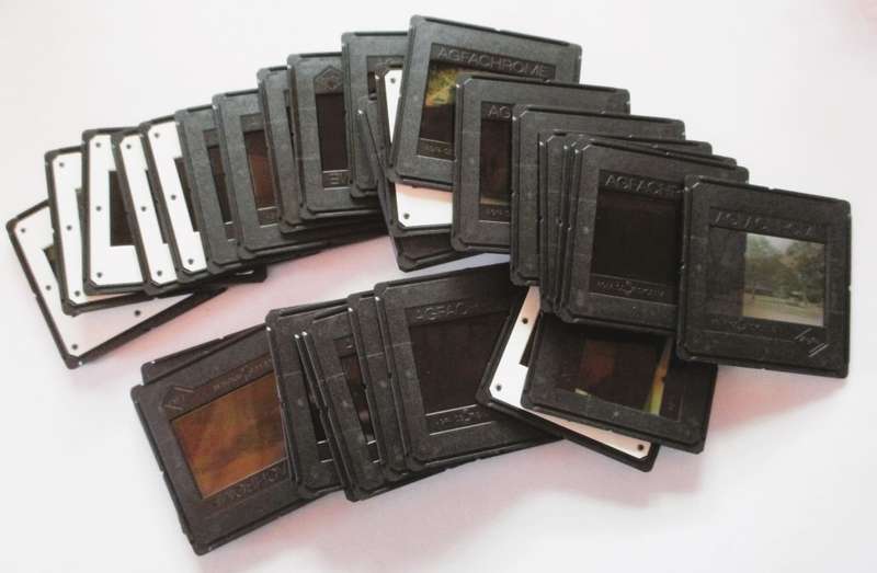 Vintage Agfachrome holder with 33 Color, Easy-Edit 35mm Photo Slides.