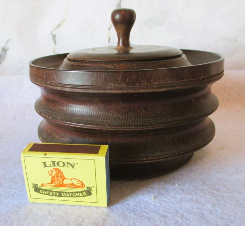 Vintage Large Wooden Tobacco Jar with lid. 15cm diameter.