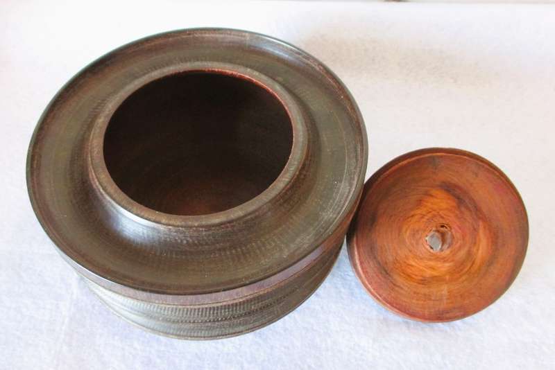 Vintage Large Wooden Tobacco Jar with lid. 15cm diameter.