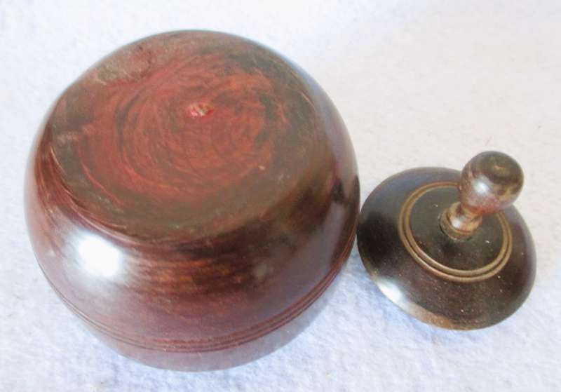 Early 20th Century, Small Wooden Tobacco Jar with lid. See photo for scale.