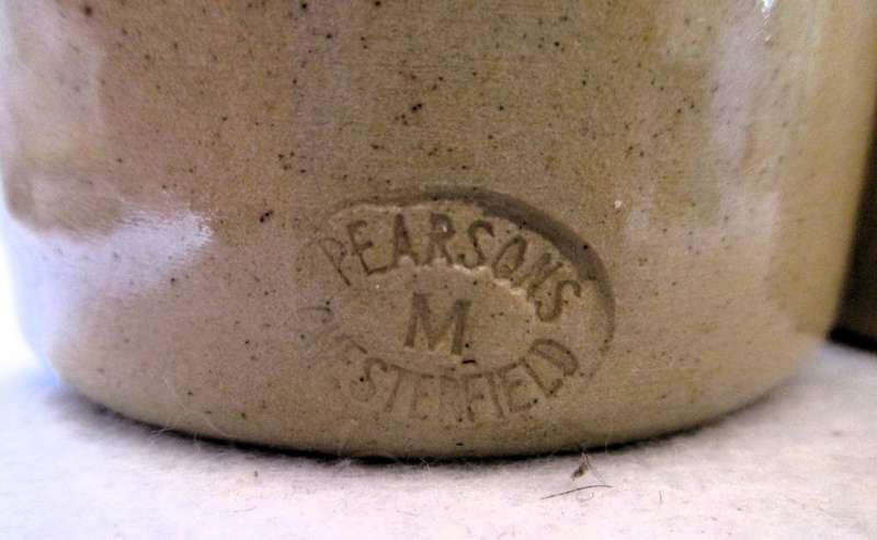Vintage Pearsons of Chesterfield Stoneware Wine and Vinegar Cruet Set. 150mm high