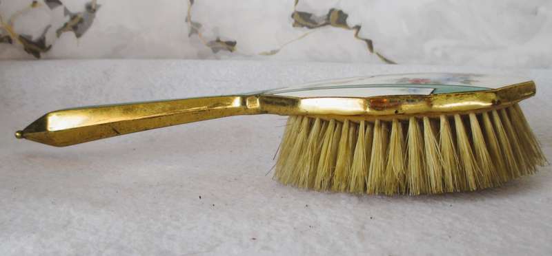 Vintage Enamel and Gold Toned Hair Brush. Striking item. 23 cm long. Good Condition.