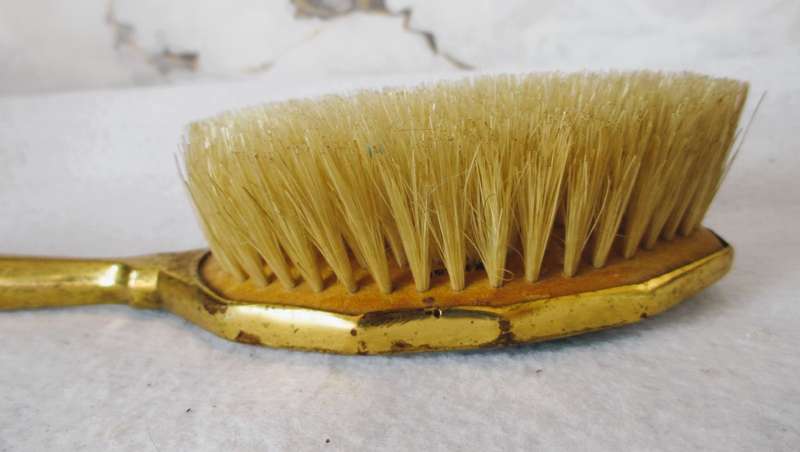 Vintage Enamel and Gold Toned Hair Brush. Striking item. 23 cm long. Good Condition.