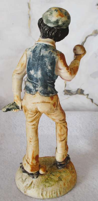 Antiques Resin Sculpture of a Man Holding Apple, Made in Italy. 200mm high,