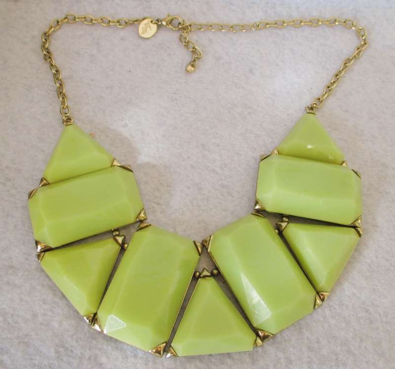 Icing Gold Tone Geometric Statement Necklace. mint green, Lovisa.