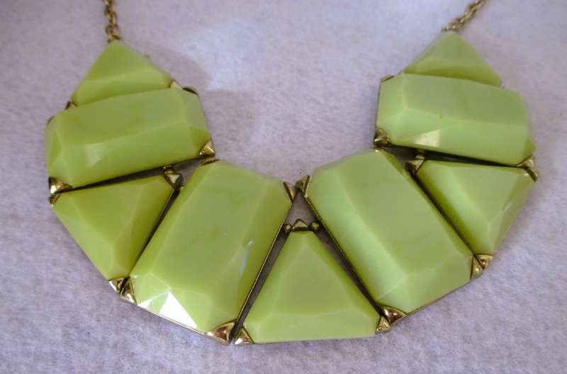 Icing Gold Tone Geometric Statement Necklace. mint green, Lovisa.