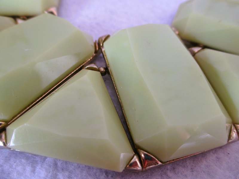 Icing Gold Tone Geometric Statement Necklace. mint green, Lovisa.