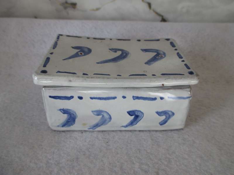 SALE R25 -Decorative handmade Glazed Ceramic Square sweetie dish with lid. 100x50mm