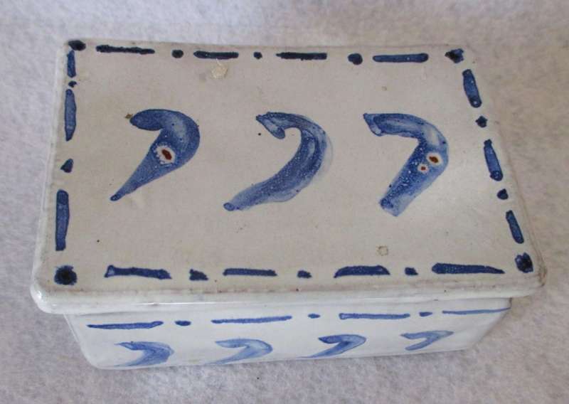 SALE R25 -Decorative handmade Glazed Ceramic Square sweetie dish with lid. 100x50mm