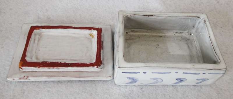 SALE R25 -Decorative handmade Glazed Ceramic Square sweetie dish with lid. 100x50mm