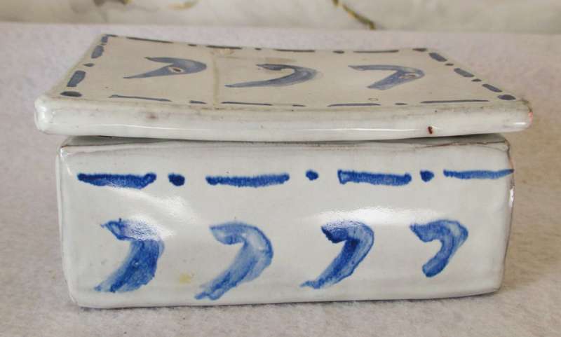 SALE R25 -Decorative handmade Glazed Ceramic Square sweetie dish with lid. 100x50mm