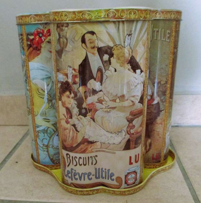 RARE Cookie tins by LU, Lefèvre-Utile. Vintage French biscuits container-tin, Kitchen Retro Vintage.