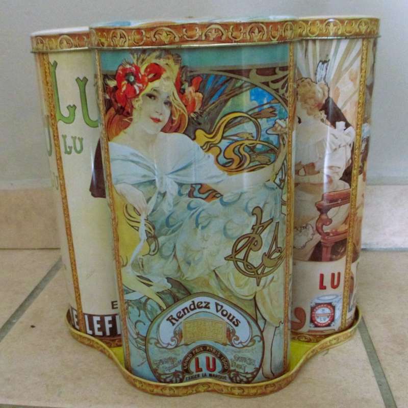 RARE Cookie tins by LU, Lefèvre-Utile. Vintage French biscuits container-tin, Kitchen Retro Vintage.