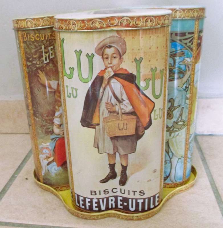 RARE Cookie tins by LU, Lefèvre-Utile. Vintage French biscuits container-tin, Kitchen Retro Vintage.