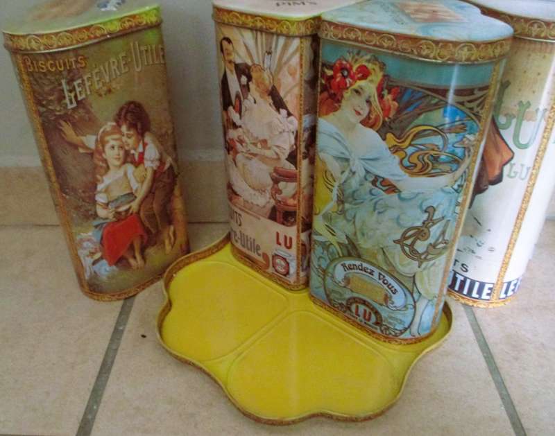 RARE Cookie tins by LU, Lefèvre-Utile. Vintage French biscuits container-tin, Kitchen Retro Vintage.