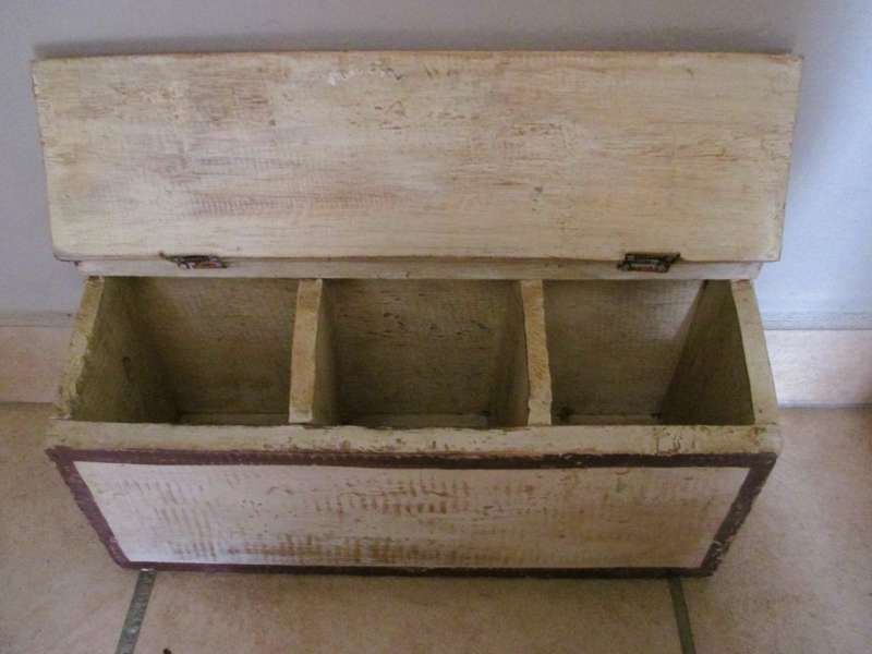 Vintage Country Kitchen Wood Coffee Sugar Tea tabel top Storage Box.  35x17x13cm
