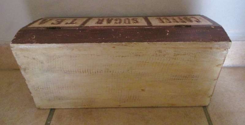Vintage Country Kitchen Wood Coffee Sugar Tea tabel top Storage Box.  35x17x13cm