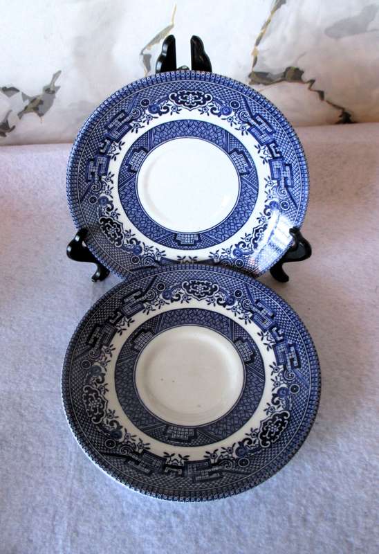 Two Blue and White saucers. Made in England.