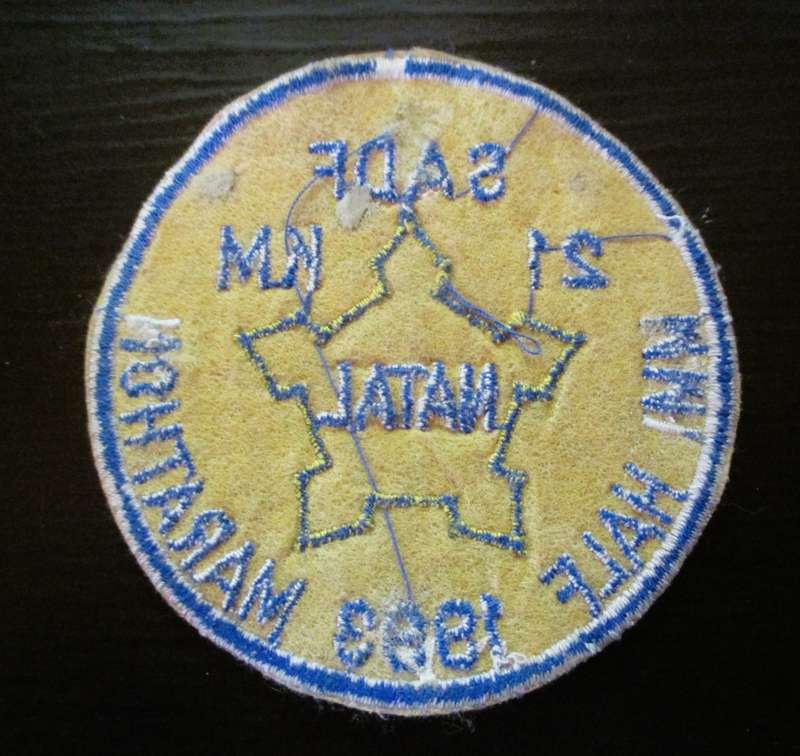 1993 SADF 21km MMI Half Marathon Natal Badge