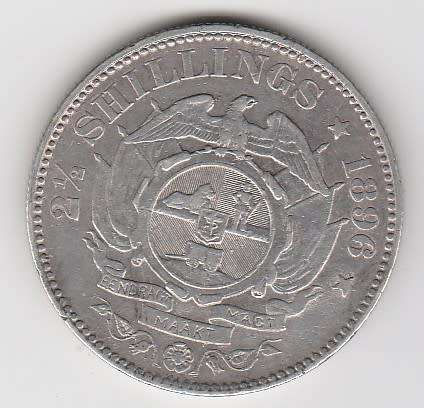 1896 South African Silver `ZAR` Two and a half Shilling