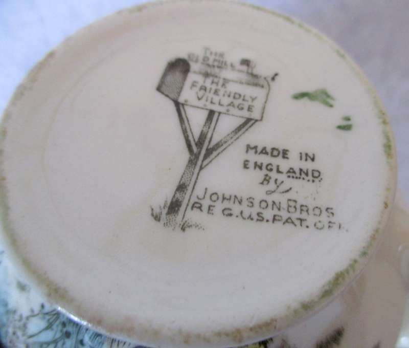Johnson Bros. Friendly Village `Apple Orchard & Old Mill` Creamer & Sugar England. No chips or crack