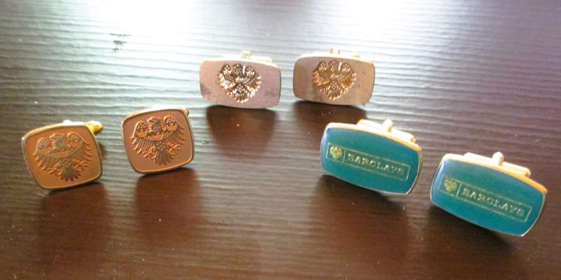 Lot of 3 different Vintage pairs of Barclays Bank Cufflinks.