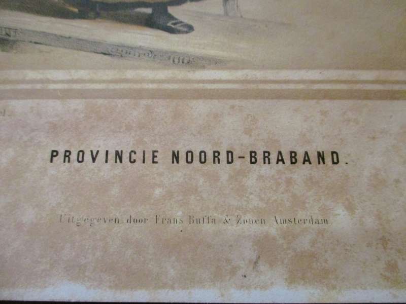 Antique Print Traditional costume of Noord-Brabant, 1857. Eiland Urk. 46x35cm