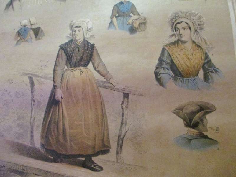 Antique Print Traditional costume of Noord-Brabant, 1857. Eiland Urk. 46x35cm