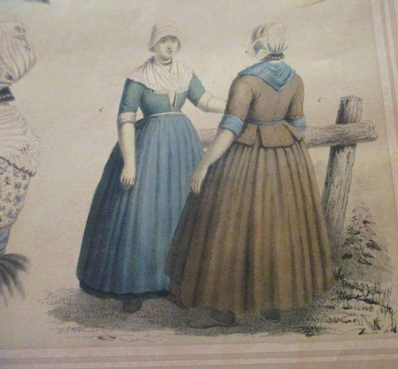 Antique Print Traditional costume of Noord-Brabant, 1857. Eiland Urk. 46x35cm