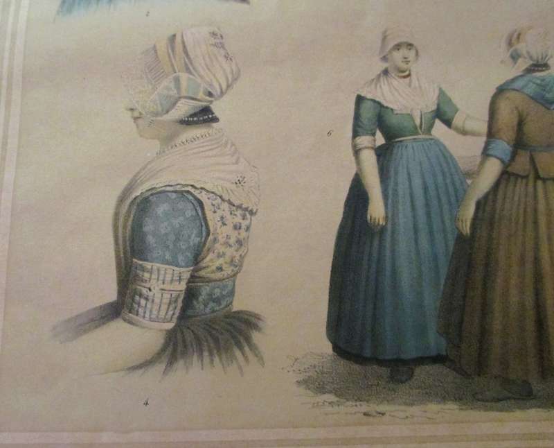 Antique Print Traditional costume of Noord-Brabant, 1857. Eiland Urk. 46x35cm