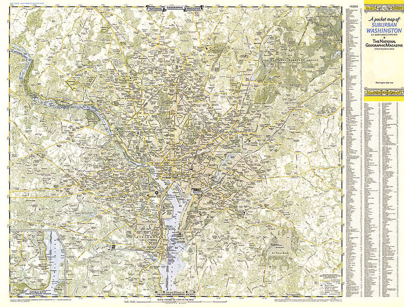 1948 Suburban Washington DC, Maryland & Virginia Map . National Geographic. 61x79cm
