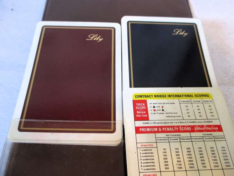 Vintage Protea Bridge Playing Cards 2 Decks in Leather Holder