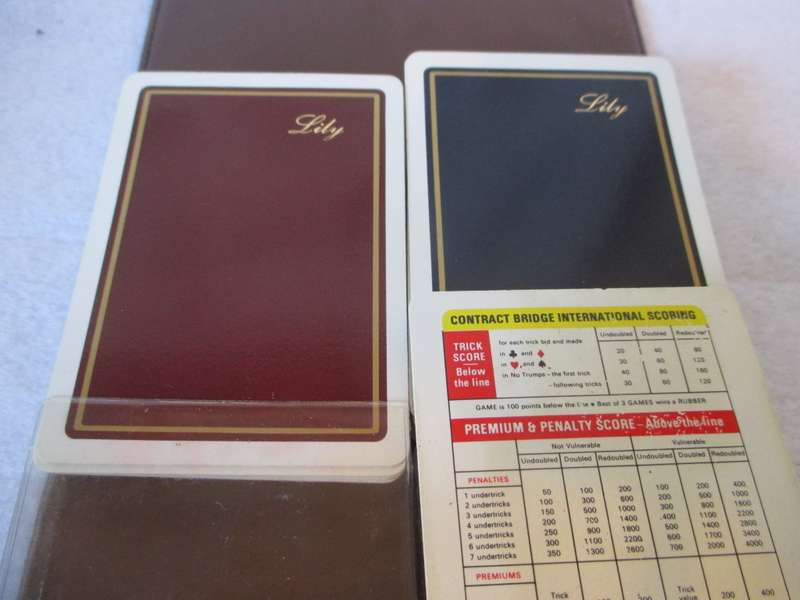 Vintage Protea Bridge Playing Cards 2 Decks in Leather Holder