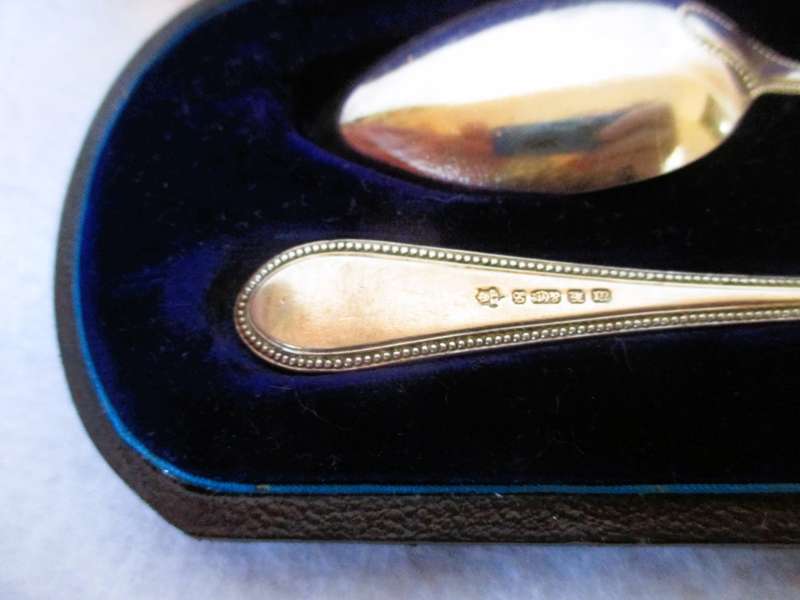 Antique VICTORIAN Silverplate CHRISTENING SET. Hallmarked, in original box.