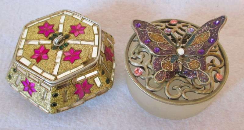 Loy of two decorated  Girly Trinket boxes. As per photo.