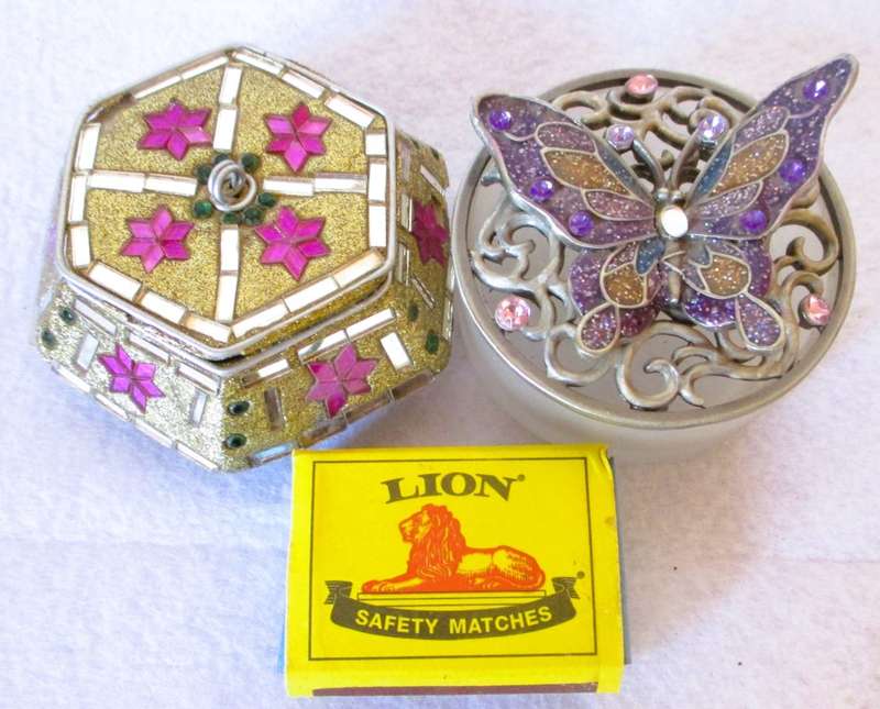 Loy of two decorated  Girly Trinket boxes. As per photo.