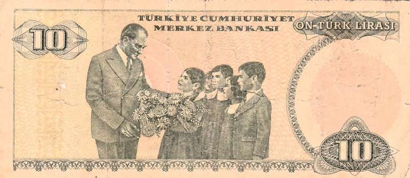 1970 TURKEY 10 Lirasi Banknote. As per scan.