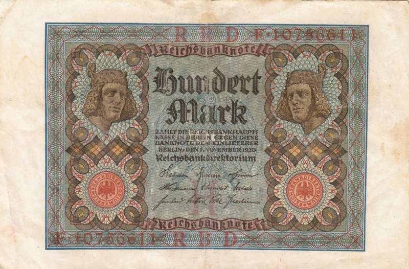 1920 100 marks Germany Banknote. As per scan.