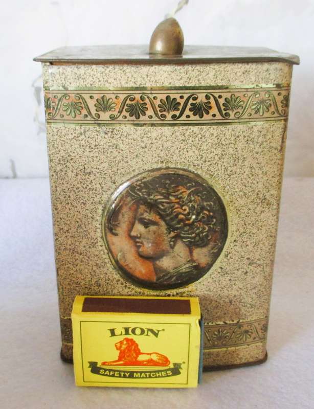 Vintage Buchanan Pompeii Themed tin, made in Cape Town. Eloborate Gold finishes. 140x100x80.