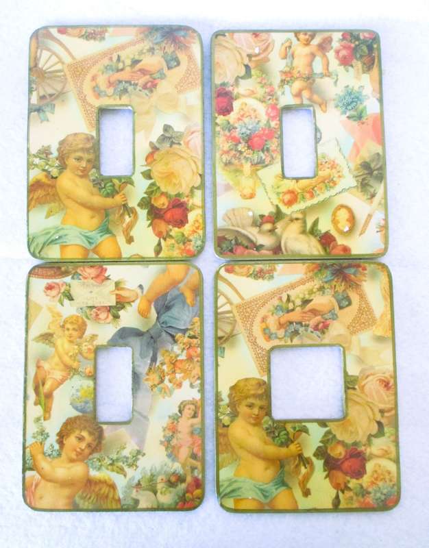 Four vintage themed light switch covers. Docrative.