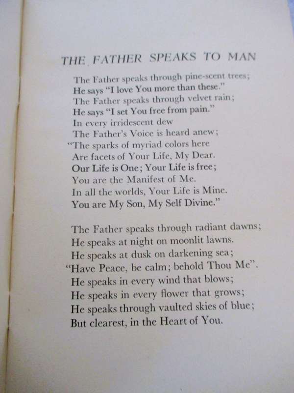 THE FATHER SPEAKS, by Florence de Groat. 1948, First Edition, California. 44pages. As per photo.