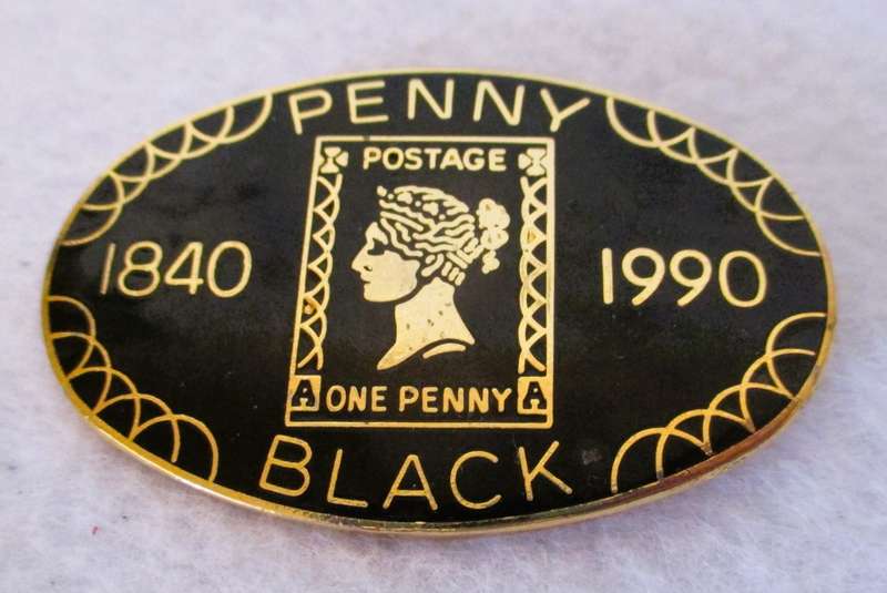 Royal Mail BACK PENNY 1840 1990 postage stamp anniversary brooch enamel, limited number 598.