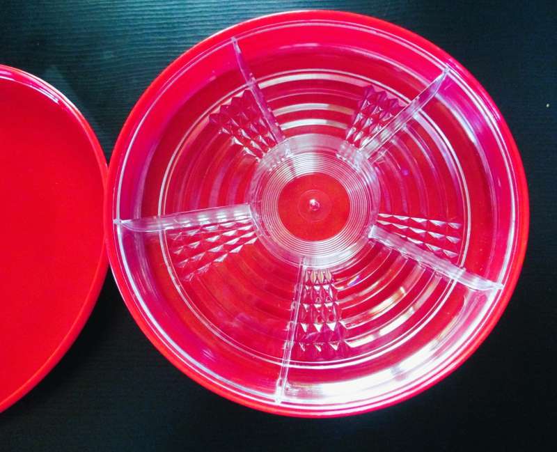 Chinese New Year Dragon Carve Snack Box. Hard plastic.  240mm diameter.