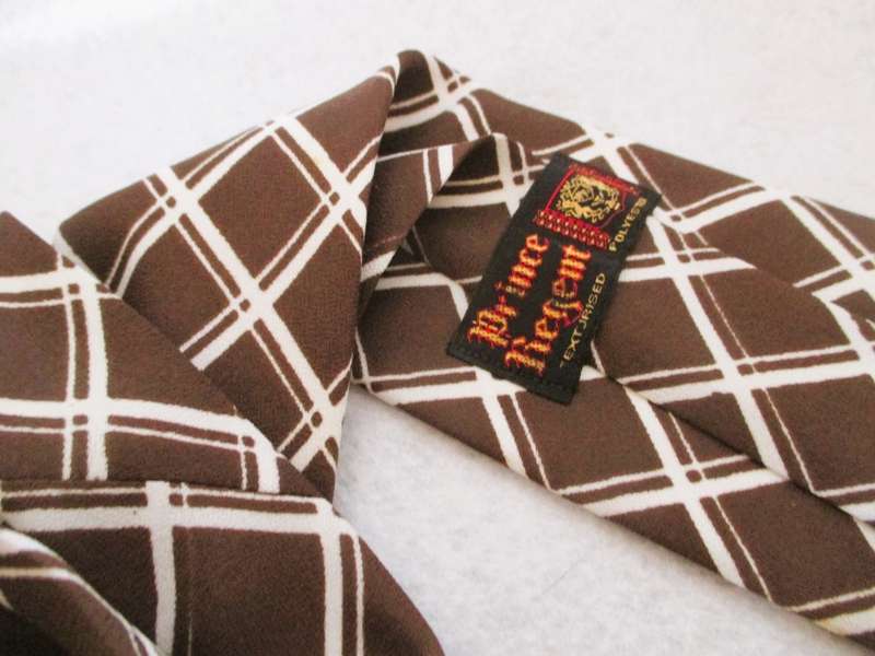 Vintage Men Ties, Prince Regent Text Rised Polyester, as per photo. Worn.