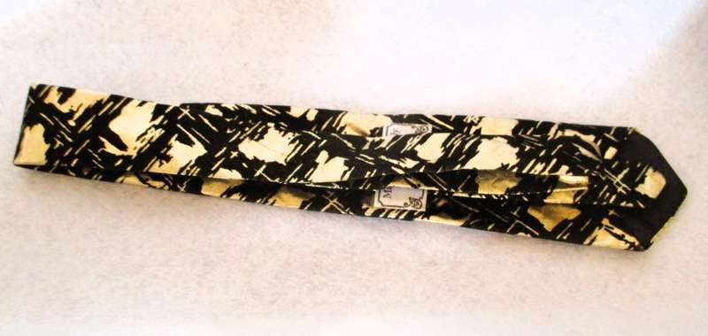 Vintage Black velet and gold Mens Evening Tie, Made by Susan, as per photo. Worn.