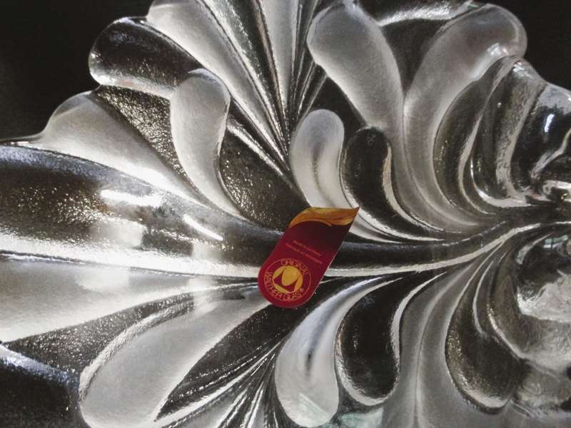 Walther Glass - Hors d`oeuvre set - art deco style double leaf tray - Crystal Germany.  In Box.