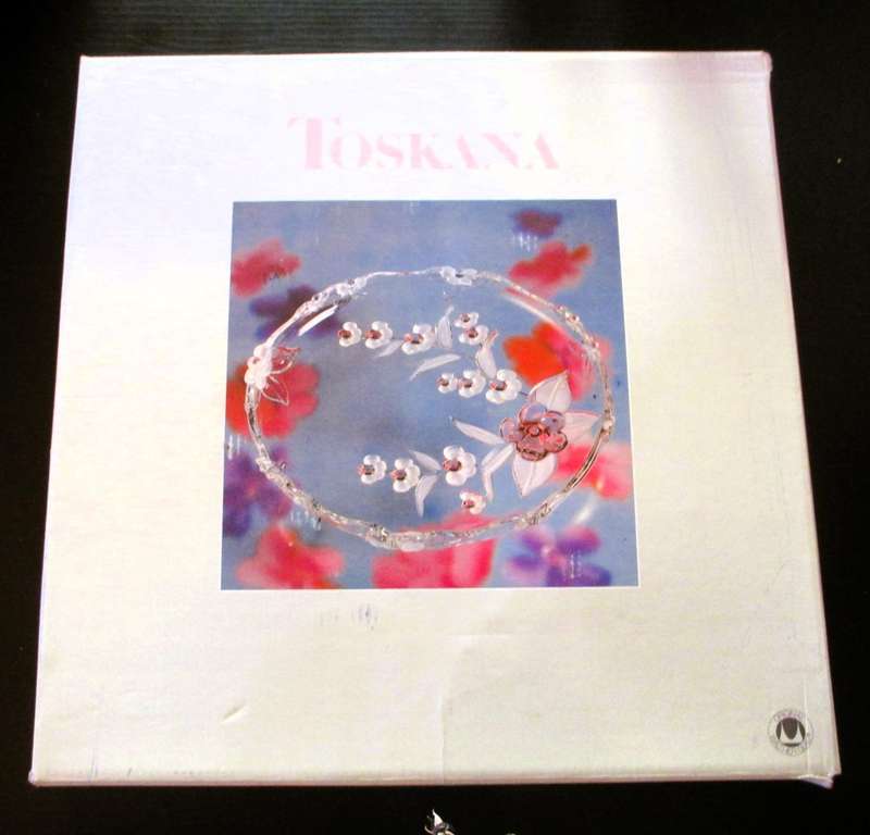 Walther Glass - Toskana Studio Blossom Time Pattern Crystal Platter - Germany.  In Box. 32cm