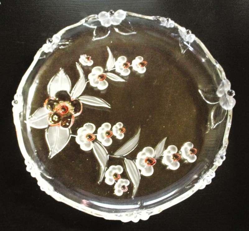 Walther Glass - Toskana Studio Blossom Time Pattern Crystal Platter - Germany.  In Box. 32cm